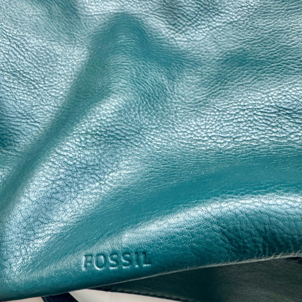 Fossil Teal Leather Tote Bag - Picture 3 of 6